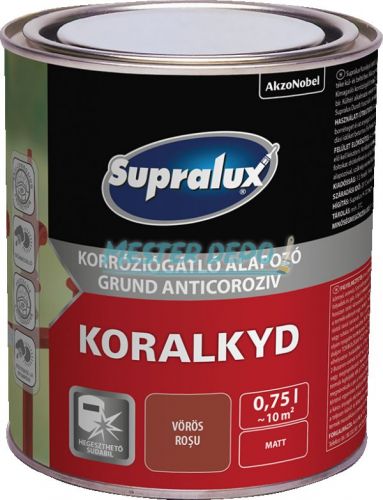 Supralux Koralkyd 0,75 l korróziógátló alapozó vörös
